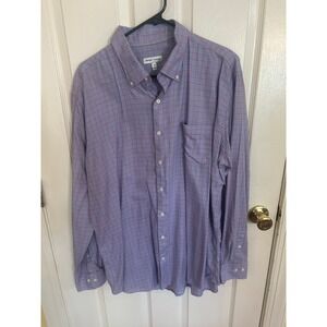 Peter Millar Purple Plaid‎ 100% Cotton Button Down Size XL